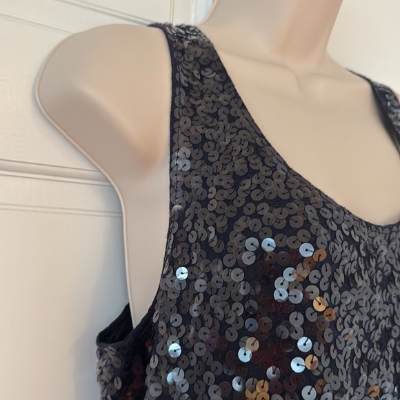 J.Crew Colorblock Sequin Tank Navy Mint Green Top Size M - Picture 3 of 6